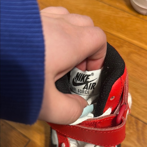 Red and White High-Top Sneakers - Picture 3 of 4